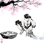 가마솥 아낙네 주막 식당 시골 쌀밥 식당 두레박 떡 시골 동양 파르텔 민속 벽지 시트지 롤스크린 : 으뜸데코