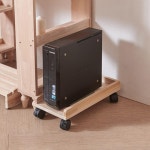 학생방 고무나무 원목 이동식 본체 받침대 캐리어 PC : 워니S상점