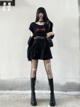 미니 블랙 원피스 드레스 고스룩 코스튬 펑크룩 : 하니준한진