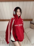 어치브 배색 레드 후드 : 휠87