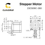 Nema23 스테퍼 모터 3D 프린터 CNC 조각 밀링 기계용 2 상 4-리드 케이블 57mm 90Ncm 2.8A : 대한민국대표상사