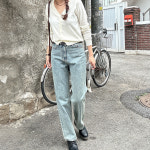 756 빈티지 워싱 중청 일자 청바지 데님 : 킹고박스