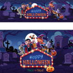 H3384 드라큘라 현수막 / 어린이집 유치원 영어 학원 할로윈 현수막 제작 1회 수정 가로형 소 : 파티붕붕