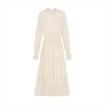 긴팔 원피스 레이스 포인트 을 위 흰색 봄 가 프렌치 슬리밍 무릎 롱 스 : 덴마크시골언니