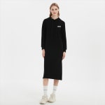 후드 긴팔 원피스 초가을 새 블랙 롱 무릎 위 스웨트 : 덴마크시골언니