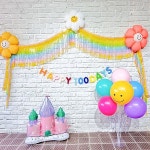 셀프 돌상 판매 세트 7번 / 레인보우 데이지 첫돌 풍선 가랜드 세트 백일 축하 버전 : 파티붕붕