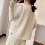 여성가을조끼 후리스 가디건 아이보리 : 가비조아