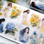 [통롤] Flower language PET 2M 감성 인물 플라워 마테 소녀 배경 꽃 수입 스티커 마스킹 테이프 : 워치어라운드