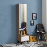 슬림화장대 거울달린 수납장 원목 서랍 원룸 틈새 화장대 도어형 전신거울 화장대 : 마녀셀럽