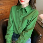 여성 코듀로이 자켓 그린 셔츠 재킷 가을 핏 탑 긴팔 : 터키시골언니