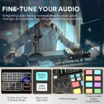 DJ 믹서 및 사운드 카드가 포함된 오디오 인터페이스 기타 라이브 스트리밍 PC 녹음 게임용 XLR 콘덴서 마이크가 caster 휴대용 올인원... 