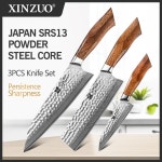 일본수출 XINZUO 주방 나이프 세트 북아메리카 사막 언 우드 핸들 일본 49 레이어 SRS13 R2 SG2 다마스커스 스틸 고급 3 개 : 모모스 스토리
