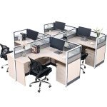 사무용 책상 파티션 의자 세트 칸막이 배치 인 사무실 워크스테이션 직원 컴퓨터 화면 카드 : 브리즈나인