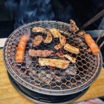 미니 숯불 화로 가정용 무쇠 그릴 캠핑 바비큐 소고기 석쇠 : 이루다: