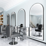 미용실 경대 전신 거울 조명 노프레임 테이블 인터넷 이발소 특수 벽걸이형 파마 염색 트렌 : 브리즈나인