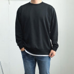1+1 남자 맨투맨 스웻셔츠 무지 기모 오버핏 빅사이즈 긴팔 티셔츠 : 뉴싸인
