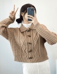 [온나125]꽈배기 카라 니트 가디건 떡볶이단추 토글 캐주얼 2color : 온나125