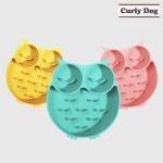 컬리독 강아지 고양이 부엉이 3구 실리콘 슬로우 식기 애견 급체방지 밥그릇 급여습관 : 컬리독