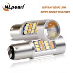 NLpearl 1x 신호 램프 1157 Bay15d P215w Led 전구 듀얼 컬러 T20 Led 7443 W21 5W 3157 Led P277W 자동차 회전 신호 DRL 조명... 