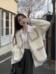 리틀 프레그랑스 여성용 탑 프랑스 고급 외국 스타일 감각 부드럽고 끈적 끈적한 니트 가디건 봄과 가을 게으른 세련된 아름다운 재킷 : 토탈바코드