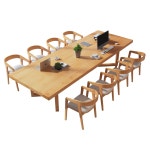 6인용 테이블 희의용 세트 2400 회의실 대형 원목 테이블 단순하고 현대적인 도서관 책 : 브리즈나인