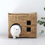 미야오 라탄하우스 사각 고양이집 숨숨집 강아지집 애견하우스 펫하우스 : 아이홈