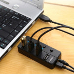 휴대용 USB2.0 유전원 4포트 멀티허브 개별 온오프기능 : 벤타샵