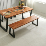 HDZ42B 1500 원목 스틸 테이블 벤치 체어 멀바우 : 히트가구