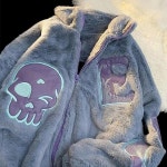 여자패딩 뽀글이점퍼 패딩자켓 이쁜 해골 프린트 재킷 코트 2 스트리트 레트로 힙합 패딩 커플 루즈 와일드 긴팔 겨울 신상370106 1_5 L... 