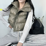 하리 크롭 웰론 하이넥 패딩조끼 : 제이엘리스