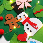 크리스마스 벽트리 만들기 벽걸이트리 부직포 미니 장식 와이어 전구포함 : 하담컴퍼니