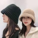 여성벙거지모자 벙거지모자 겨울 털 캡 여자 니트 버킷 햇 : 가성샵