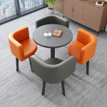 4인용식탁 세트 원형 가정용 카페 세라믹 식탁 의자 그레이원책상60CM+라이트그레이의자4 : 준꾸스토어
