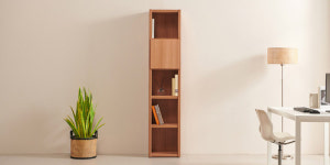 1단 도어 책장 오픈수납장 틈새장 피규어장 거실장식장 미니책장 진열대 : 리퍼스