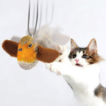 고양이 노래하는 소리나는 날으는 새 깃털 낚시대 꾀꼬리 잡기 낚시 장난감 사냥 놀이 운동 : 온리웰