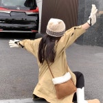 스웨이드 뽀글이 무스탕 스퀘어 미니 크로스백 겨울 가방 4color : 얼모스트블라썸