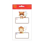 세모네모 이름표스티커 SS-140 네임스티커 너구리와원숭이 (4매) : 문구랑만들기랑