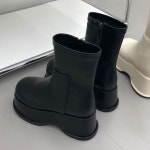 [h2474] 여성 키높이 통굽 웨지 앵클 스판 숏 부츠 : 새로이클라쓰