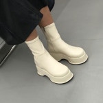 [h2474] 여성 키높이 통굽 웨지 앵클 스판 숏 부츠 : 새로이클라쓰