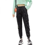 이쁜 스트리트 웨어 카고 팬츠 블랙 발목 길이 탄성 허리 조거 여성 루즈 캐주얼 플러스 사이즈 하렌 패션370059 Black L : 없는거빼고다판다7