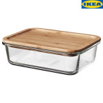 이케아 IKEA 365+ 이케아 365+ 식품보관용기+뚜껑, 직사각 유리/대나무, 1.0 l 892.690.66 : 아름다운바다네