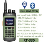 비상구 Radtel RT-330 GPS 블루투스 앱 프로그래밍 아마추어 라디오 풀 밴드 136-520MHz TX RX 항공 주파수 수신 NOAA 10W 전력 : 건빠오