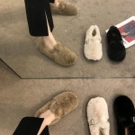 털 로퍼 거실화 겨울 모피 밍크 실내화 학교 사무실 슬리퍼 IS212 : 갈매기브로