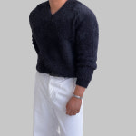 남자니트 앙고라 커플니트 남녀공용 브이넥 후스 남자다잉 : namzadaing