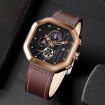 뉴 남성 시계 LIGE 탑 가죽 크로노 그래프 남자 방수 스포츠 자동 날짜 쿼츠 손목 Montre Homme : holixx
