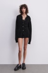 ZARA 자라 오버사이즈 알파카 울 블렌드 폴로 스웨터 가디건 9598/254 블랙 : 해크니