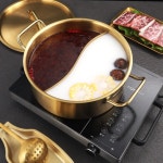 냄비 토우 스테인레스 골드 마라탕 샤브샤브 커버 스틸 두꺼운 맛 중국 분할 훠궈 중국식 : Honey shop