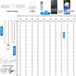 스마트 블루투스 RGB 커튼 LED 스트링 조명 화환 USB 5V 페스툰 방수 요정 침실 : 미니멀샵08