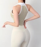 카리즈마 카라 스포츠브라탑 요가 필라테스복 상의 배색 반집업 B145 : 머슬앤뷰티