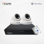 이지피스 210만화소 실내 적외선카메라 2대+4채널 DVR녹화기 CCTV세트(2TB포함) : cctvallshop